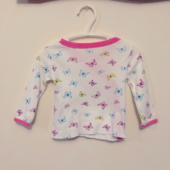 Carter’s Butterfly Pattern Long Sleeve Top with Snap Closures Baby Girl 6 M - Picture 3 of 4